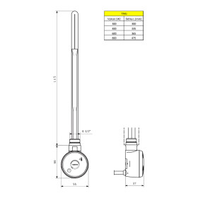 Bruckner - WICHER topná tyč s termostatem, 300 W, chrom 600.202.1