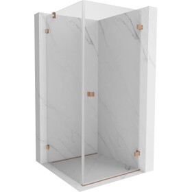 MEXEN/S - Lunar-B sprchový kout dveře křídlové pravá 90 x 90, transparent, měď kartáčovaná 832-090-090-65-00-P