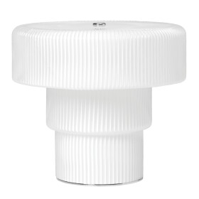 Ferm Living Skleněná stolní LED lampička Ripple White Large, bílá barva, sklo
