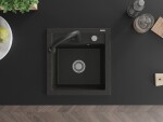 MEXEN/S - Vito granitový dřez 1-miska včetně baterie Elia, černá/zlatá metalik 6503-75-670101-70