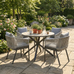 Zahradní židle, kov, polyratan, šedá, AZC-S1430 GREY