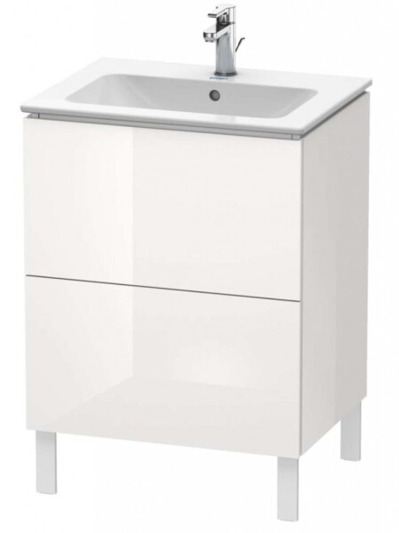 DURAVIT - L-Cube Umyvadlová skříňka 86x62x48 cm, 2 zásuvky, lesklá bílá LC662502222
