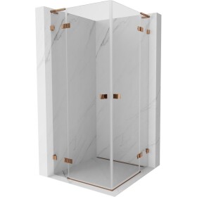MEXEN/S - Lunar L Duo sprchový kout dveře křídlové 110 x 110, transparent, růžové zlato 834L-110L-110P-60-00