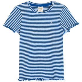 Žebrované tričko s krátkým rukávem- modré - 110 WHITE