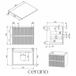 CERANO - Koupelnová skříňka Carole - bílá matná rýhovaná + deska pod umyvadlo z lit. mramoru Elanys - 12 mm - bílá matná - 60x49,2x46 CER-714878