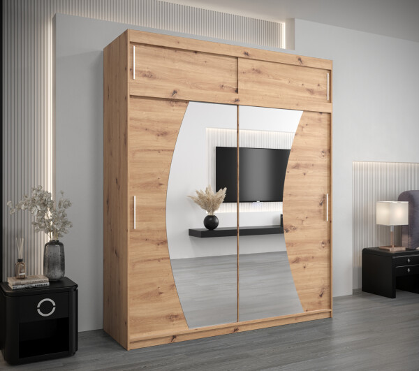 Šatní skříň Abi W0 s nástavcem Barva korpusu: Dub artisan, Rozměry: 200 cm, Dveře: Dub artisan