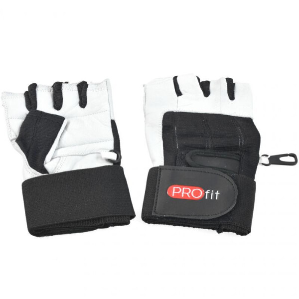 Pánské kulturistické rukavice GYM PRO W M 1615 černo/bílé - PROFIT XL