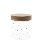 Bastion Collections Dóza s dřevěným víkem Storage 13 cm srdíčka, čirá barva, přírodní barva, sklo, dřevo