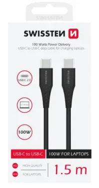 SWISSTEN Datový kabel TPE USB-C - USB-C 1.5m černá / Power Delivery 5A (100W) (71506540)