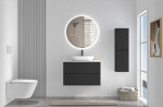 CERANO - Koupelnová skříňka Velora - černá matná, úchytka černá + deska z lit. mramoru Elanys - 12 mm - bílá matná - 60x54,2x46,5 CER-679428