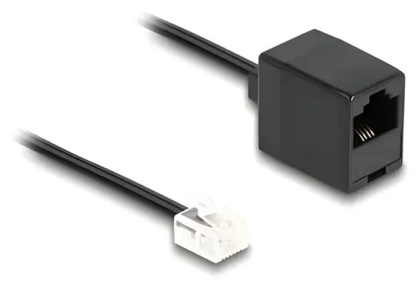 Delock RJ11 (M) - RJ45 (F) černá / Telefonní kabel / 1 m / plochý (88092)