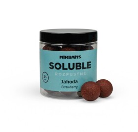 Mikbaits Rozpustné boilies Soluble Jahoda 250ml - 24mm,Mikbaits Rozpustné boilies Soluble Jahoda 250ml - 24mm