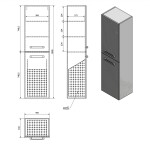 AQUALINE - VEGA skříňka vysoká s košem, 40x150x31cm, bílá VG160