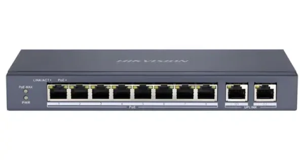 Hikvision DS-3E0310P-E/M / Switch / 8x 100 Mbps RJ-45 PoE / 2x GbE RJ-45 / 60W PoE budget / Extend (DS-3E0310P-E/M)