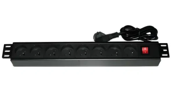 XtendLan Rozvodný panel 19" 8x230V / Rozvodný panel / ČSN / Vypínač / 1,8 m (ZASUVKA8-19)