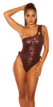 Sexy KouCla Coldshoulder Wetlook Body barva BORDEAUX velikost Einheitsgroesse