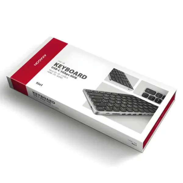 Axagon HMC-KB DE Layout / USB hub s klávesnicí / USB-C 5Gbps / HDMI 4K/60Hz / 3x USB-A / SD/mSD / Audio / PD 100W (HMC-KB-GE)