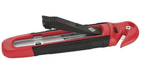 WEDO Safety rt / Bezpečnostní odlamovací nůž / S řezačkou fólie / Zasouvací čepel / TÜV (78805)