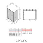 CERANO - Sprchový kout Varone LINE L/P - 6 mm - černá matná, grafitové sklo - 110x70x195 - posuvný CER-8050BD7216