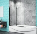 H K - Vanová zástěna S22 100x140 - dvoudílná sklopná, černá, čiré sklo SE-S22-100B