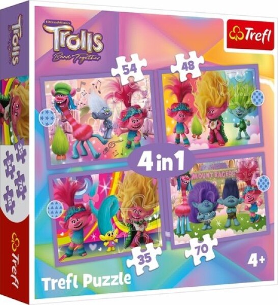 Puzzle Trollové Barevné dobrodružství 4v1