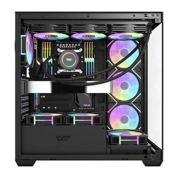 DarkFlash DS900 Black černá / ATX / 7x 120 mm / 2x USB-A 1x USB-C / průhledná bočnice / bez zdroje (DS900 Black + fans)