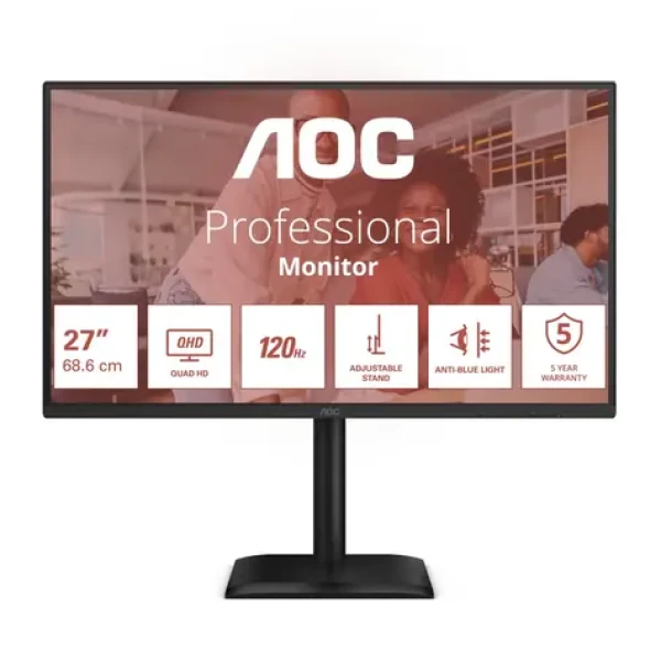27" AOC Q27E4CV černá / IPS / 2560x1440 / 16:9 / 4ms / 1500:1 / 350cd-m2 / HDMI + DP + USB-C / VESA (Q27E4CV)