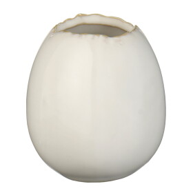 Ib Laursen Mini vázička Egg-shaped White 9,4 cm, krémová barva