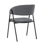 Židle jidelní, šedá látka, černá kovová noha