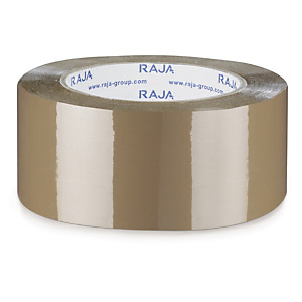 36 x PP lepicí páska s firemním potiskem RAJA, standardní,1 barevný potisk,hnědá, 48mm x 66m
