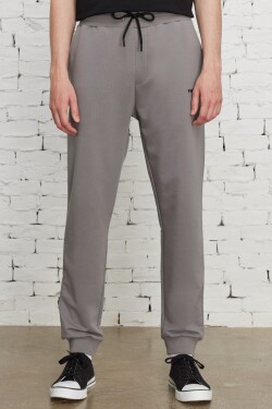 AC&Co Altınyıldız Classics Men's Gray Standard Fit Regular Fit Cotton Pocket Printed Sweatpants