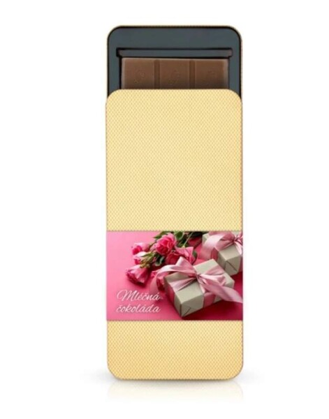 Růže Mléčná čokoláda v dárkovém kovovém obalu 100g