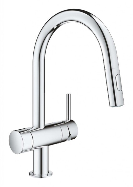 GROHE - Minta Dřezová baterie, s uzavíracím ventilem a vytahovací sprškou , Chrom 31916000