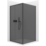 CERANO - Sprchový kout Varone LINE L/P - 6 mm - černá matná, grafitové sklo - 90x100x195 - posuvný CER-8050BD7231