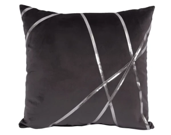 Dekorační polštář Vanessa 45x45 cm, antracitový s pruhy