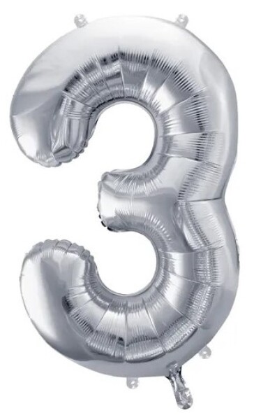 Balónek fóliový narozeniny číslo 3 stříbrný 72 cm Balónek fóliový narozeniny číslo 3 stříbrný 72 cm