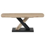 Stůl konferenční 120x60, MDF deska, 3D dekor dub san remo, kovové nohy, černý lak.