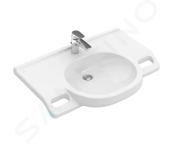 VILLEROY & BOCH - ViCare Umyvadlo Vita 800x550 mm, bez přepadu, otvor pro baterii, AntiBac, CeramicPlus, alpská bílá 412081T2