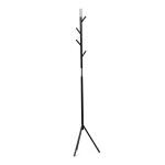Věšák stojanový, výška 179 cm, kovová konstrukce, černý matný lak, nosnost 6 kg