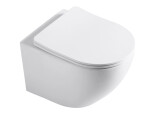 CERANO - WC závěsné Cesso, Rimless - bezokrajové splachování + Slim/SoftClose sedátko - bílá matná - 49x36 CER-417353