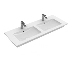 VILLEROY & BOCH - Venticello Dvojumyvadlo nábytkové 130x50 cm, s přepadem, 2 otvory pro baterii, CeramicPlus, alpská bílá 4111DLR1