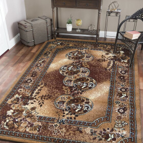 DumDekorace DumDekorace Hnědý koberec do obýváku ve vintage stylu Šířka: cm Délka: cm
