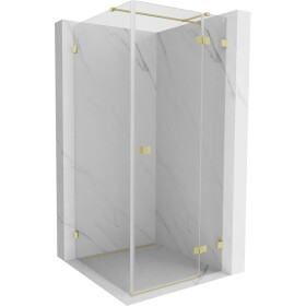 MEXEN/S - Lunar T sprchový kout dveře křídlové pravá 80 x 80, transparent, zlato kartáčovaná 834T-080-080-55-00-P