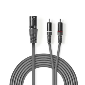 Nedis Vyvážený Audio kabel XLR 3pinový (M) - 2x RCA (M) 1.50 m tmavě šedá (COTH15200GY15)