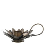 Chic Antique Kovový svícen s ouškem Flower, hnědá barva, kov