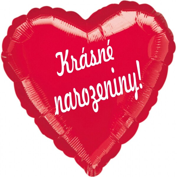 Balónek fóliový červené srdíčko Krasne narozeniny ! Balonky.cz Balónek fóliový červené srdíčko Krasne narozeniny ! Balonky.cz