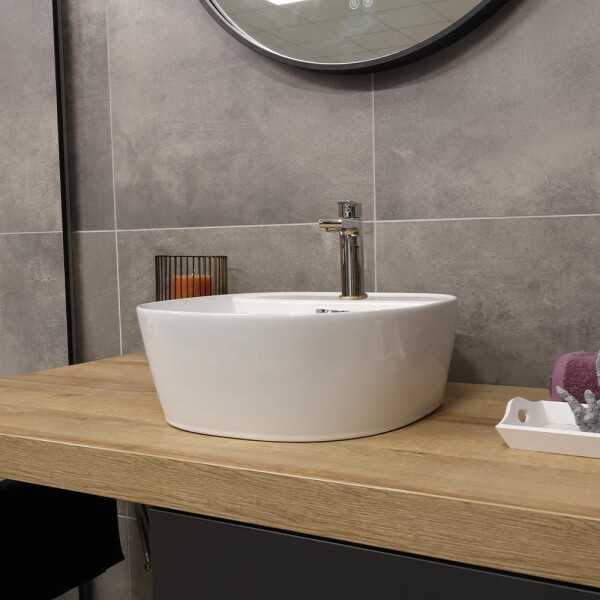 Mereo Umyvadlo na desku s přepadem, Lota, 400x400x150 mm, čtvercové, keramické UC404015S