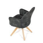 Židle jídelní, otočný mechanismus 360°, taštičkové pružiny v sedáku, tmavě zelená látka, noha masiv dub