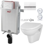 ALCADRAIN Renovmodul - předstěnový instalační systém s bílým/ chrom tlačítkem M1720-1 + WC CERSANIT CLEANON PARVA + SEDÁTKO AM115/1000 M1720-1 PA1