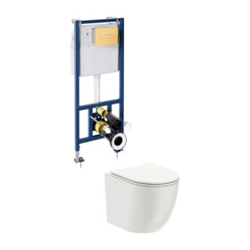 OMNIRES - OTTAWA podomítková toaletní sada 4v1, lesklá bílá, lesklá zlatá OTTAWASETBPGL
